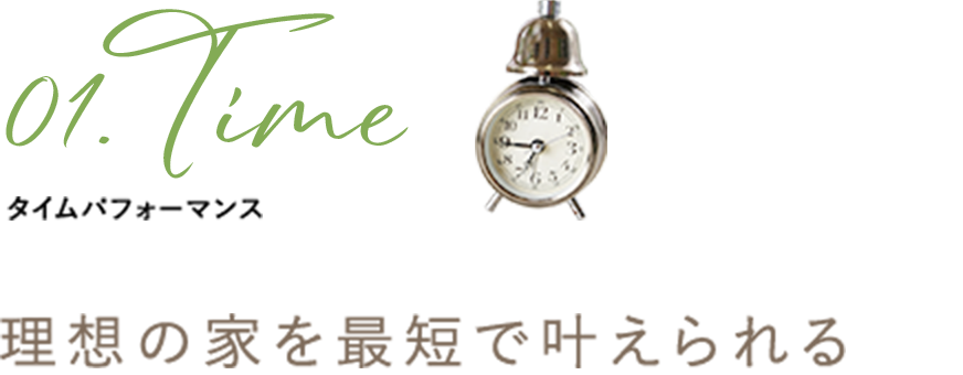 01 タイムパフォーマンス 理想の家を最短で叶えられる