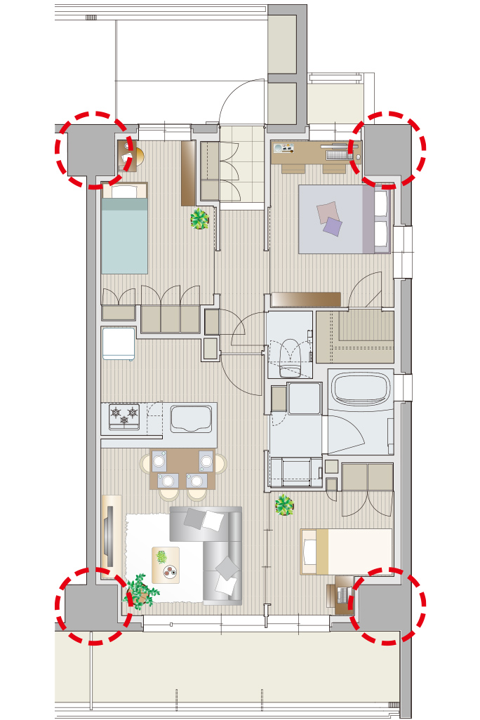 従来の工法の間取り図