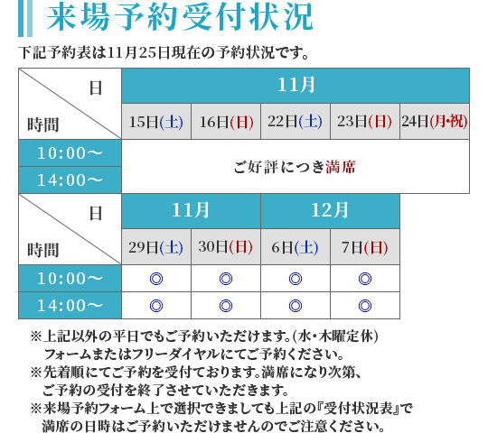 来場予約受付状況